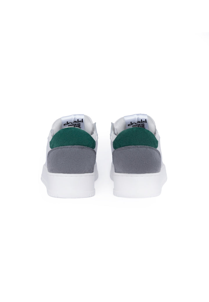 Sneakers Pelle Bianca e Verde - D-310