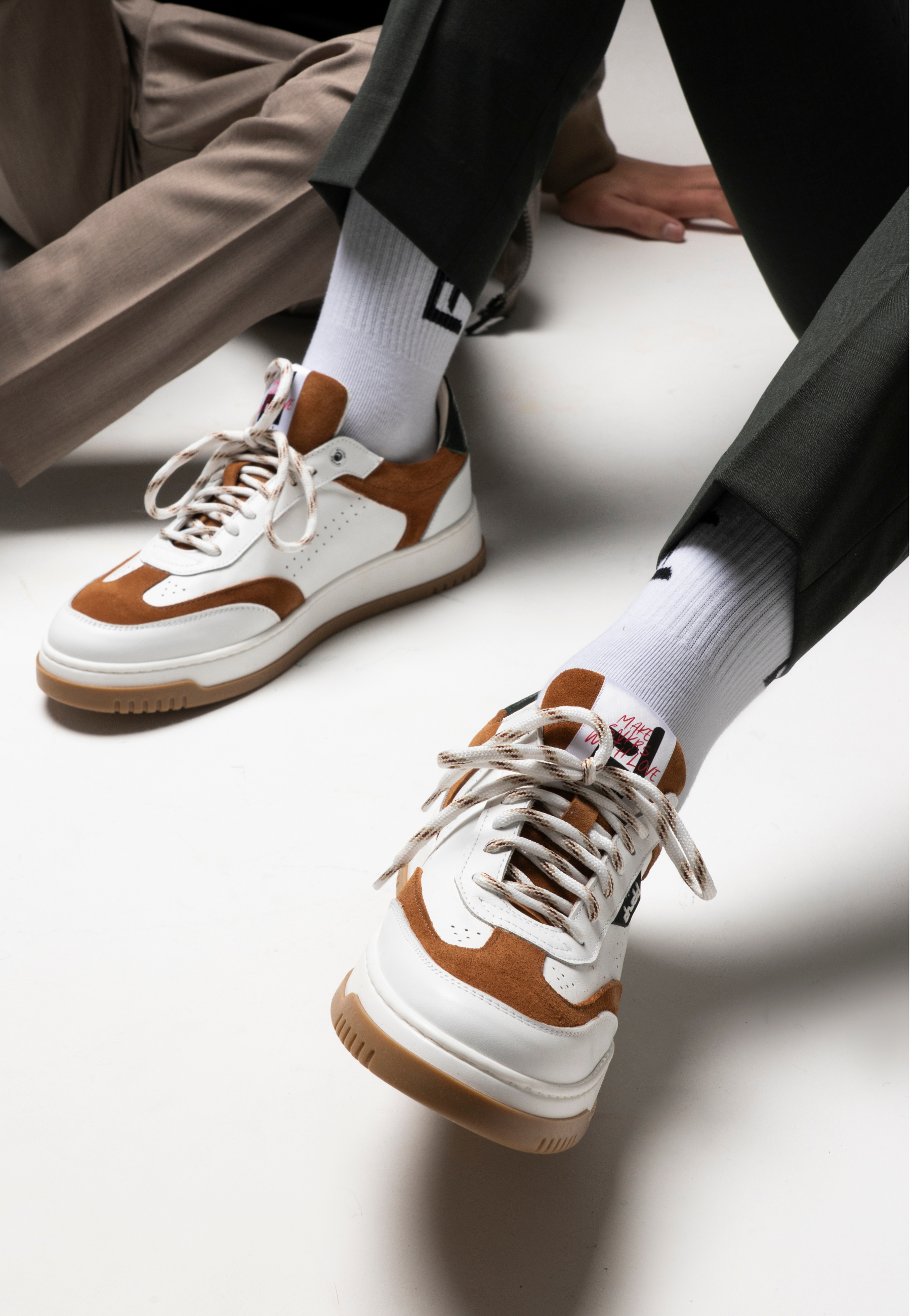 Sneakers in pelle bianca e cuoio - D-Vortex