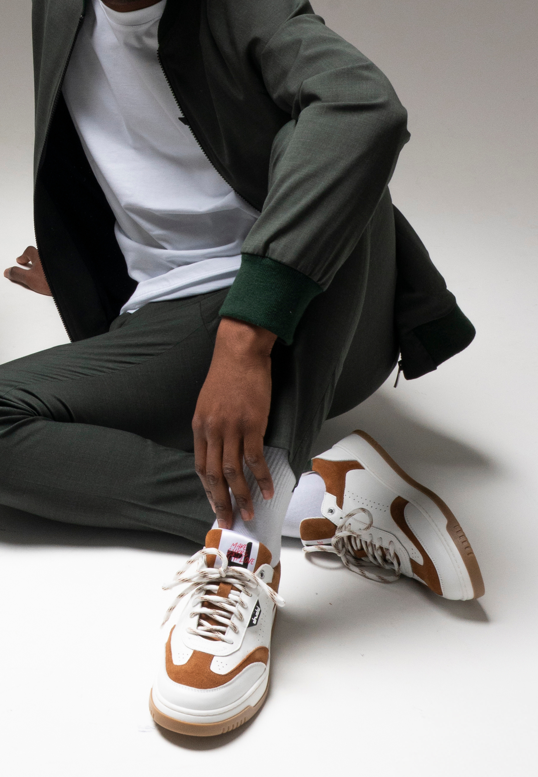 Sneakers in pelle bianca e cuoio - D-Vortex