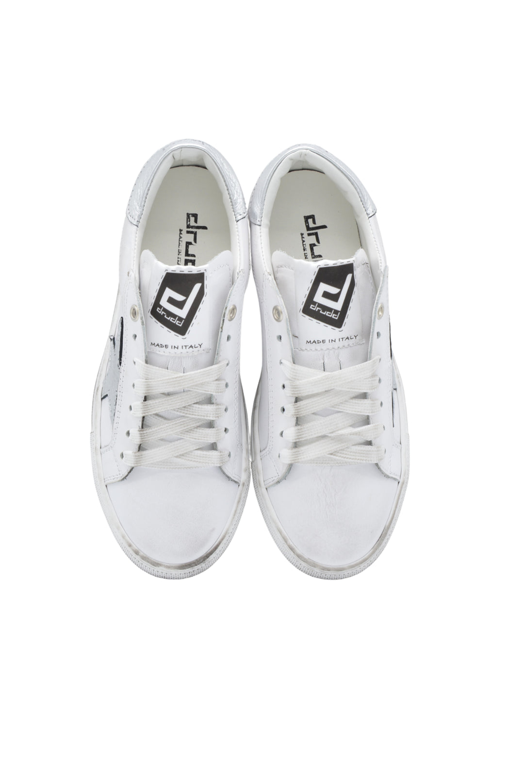 Sneakers Pelle Vitello Bianco e Argento - 3000D