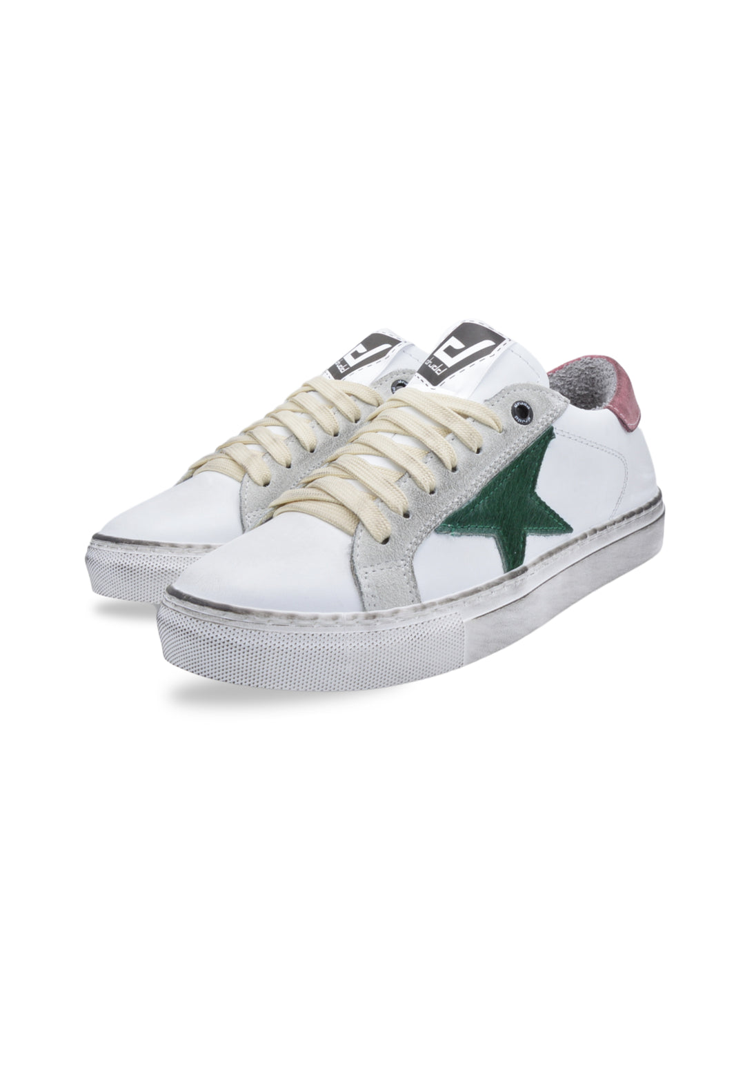 Sneakers Pelle Vitello Bianco e Cavallino verde - 3000D