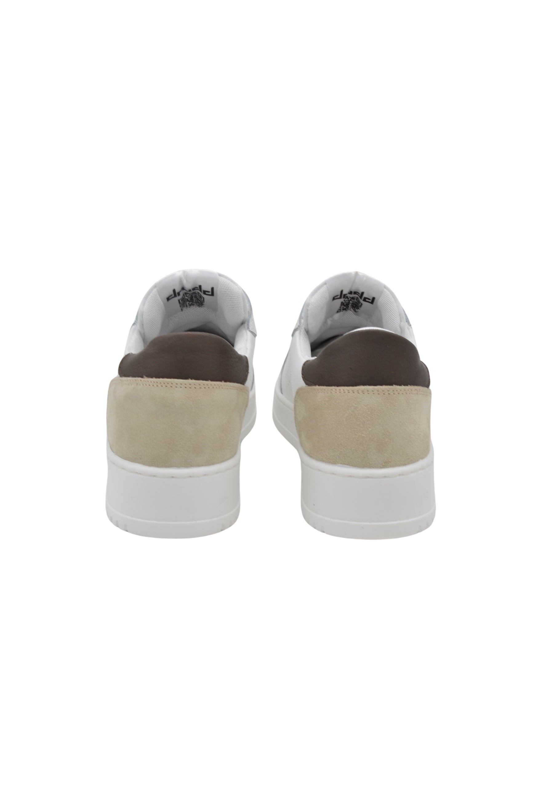 Sneakers Pelle Bianca e Marrone - D-310