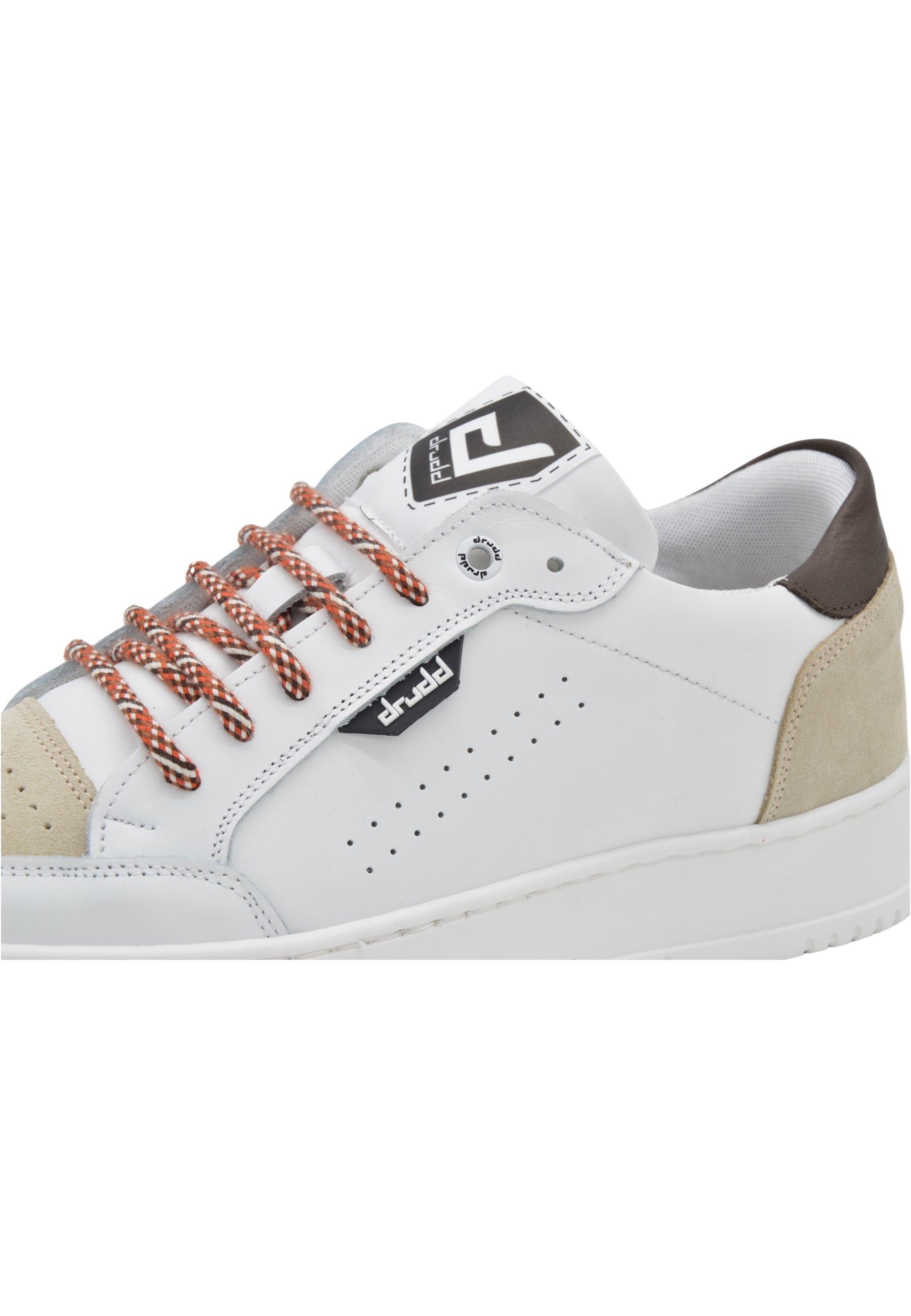 Sneakers Pelle Bianca e Marrone - D-310