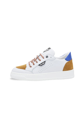 Sneakers Pelle Bianca e cuoio- D-310