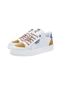 Sneakers Pelle Bianca e cuoio- D-310