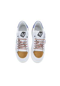 Sneakers Pelle Bianca e cuoio- D-310