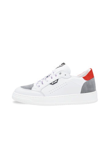 Sneakers Pelle Bianca e Rossa - D-310