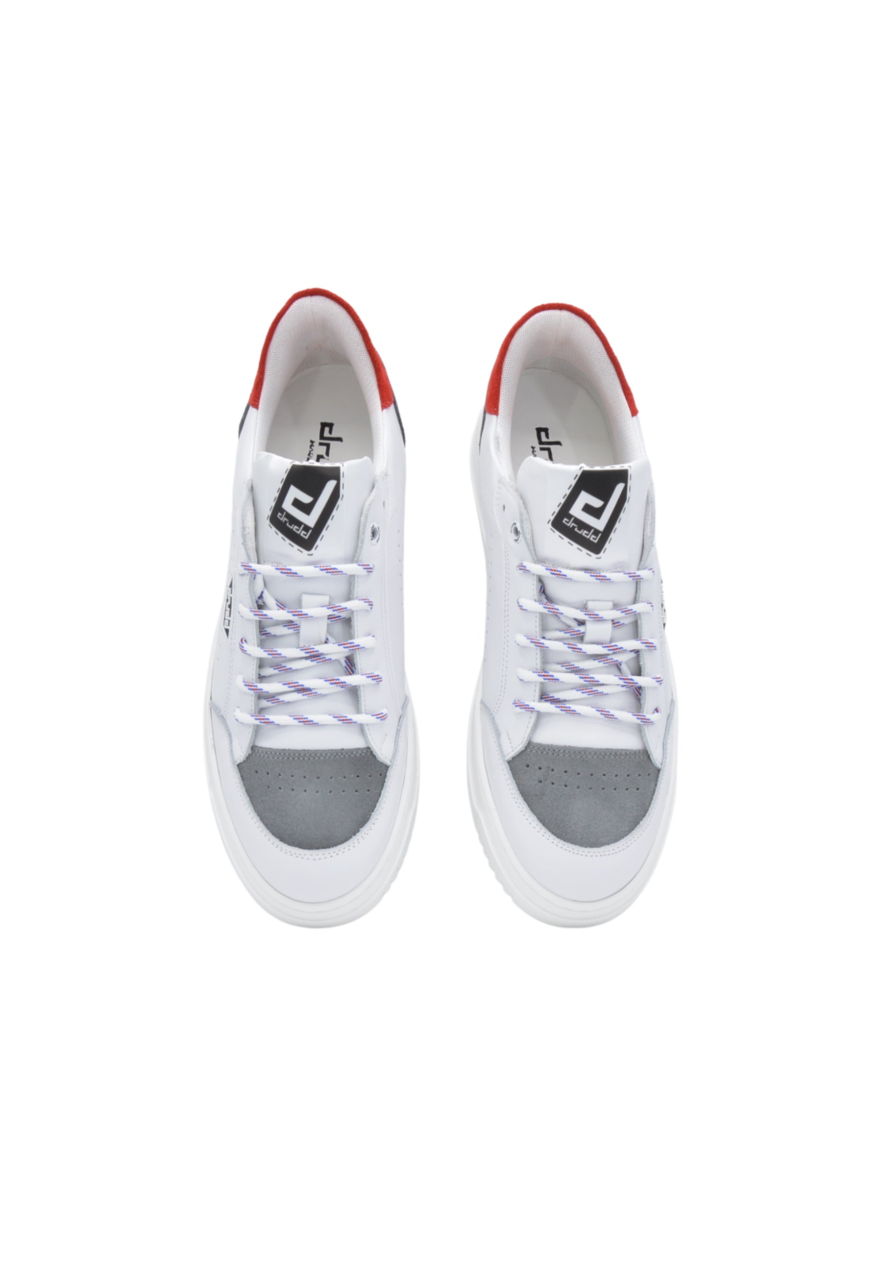 Sneakers Pelle Bianca e Rossa - D-310