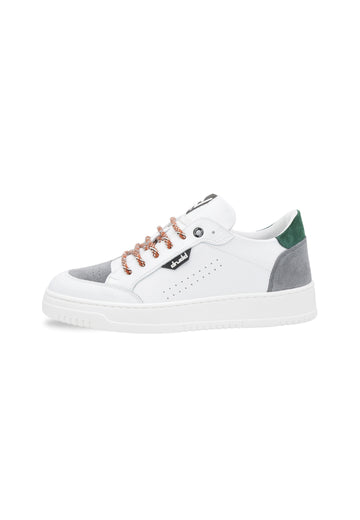 Sneakers Pelle Bianca e Verde - D-310