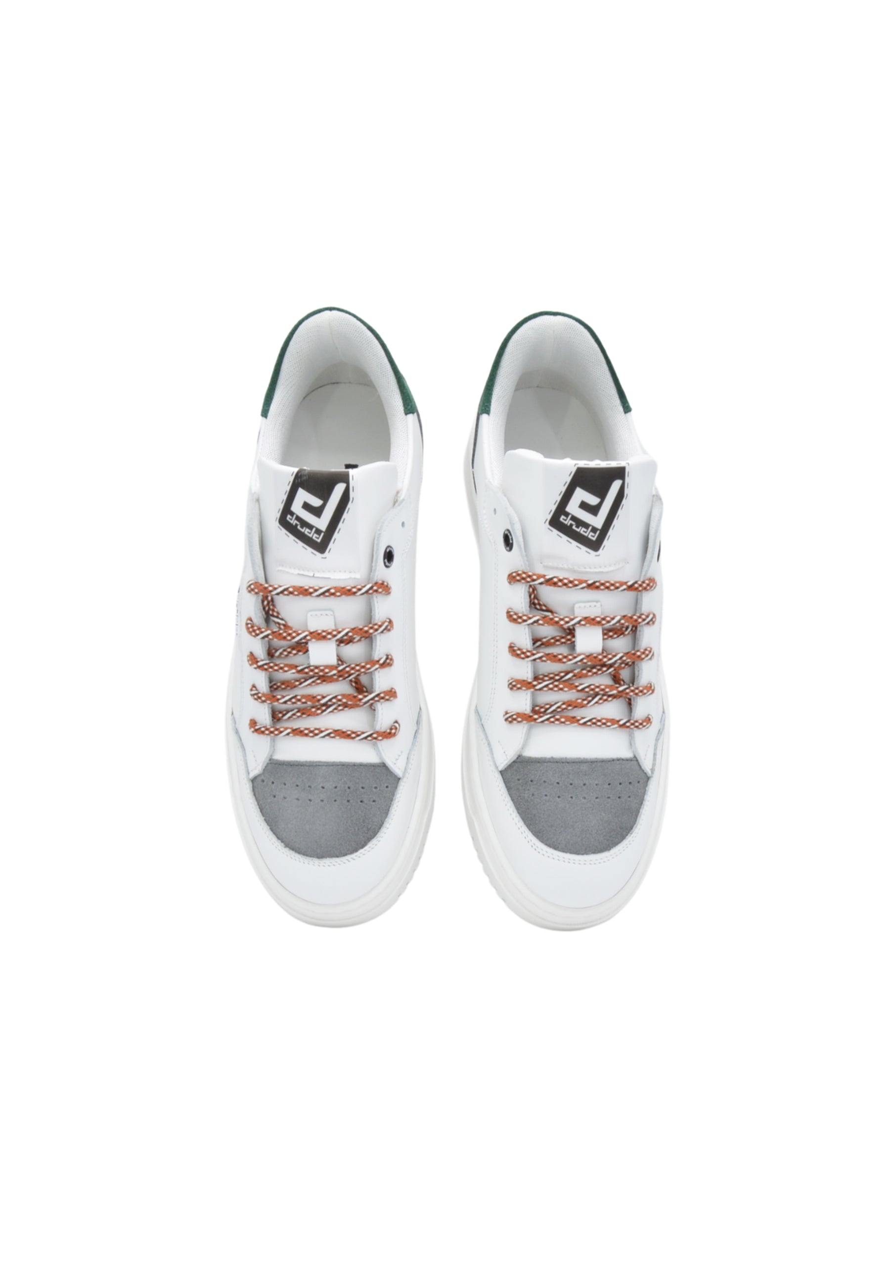 Sneakers Pelle Bianca e Verde - D-310