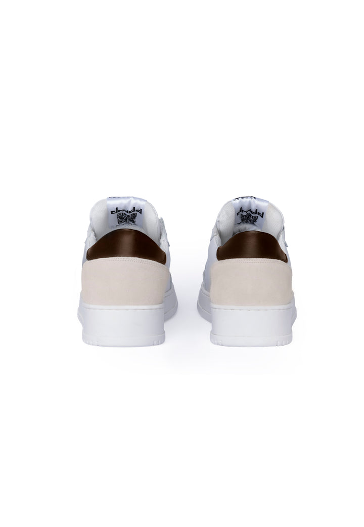 Sneakers Pelle Bianca e Marrone - D-310