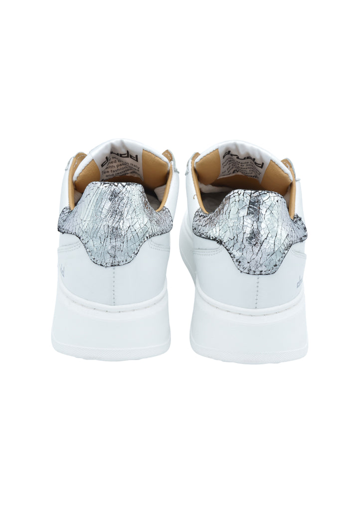Sneakers Pelle Vitello Bianco e Silver - Baby