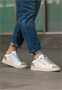 Sneakers Pelle Bianca e beige- D-Benji