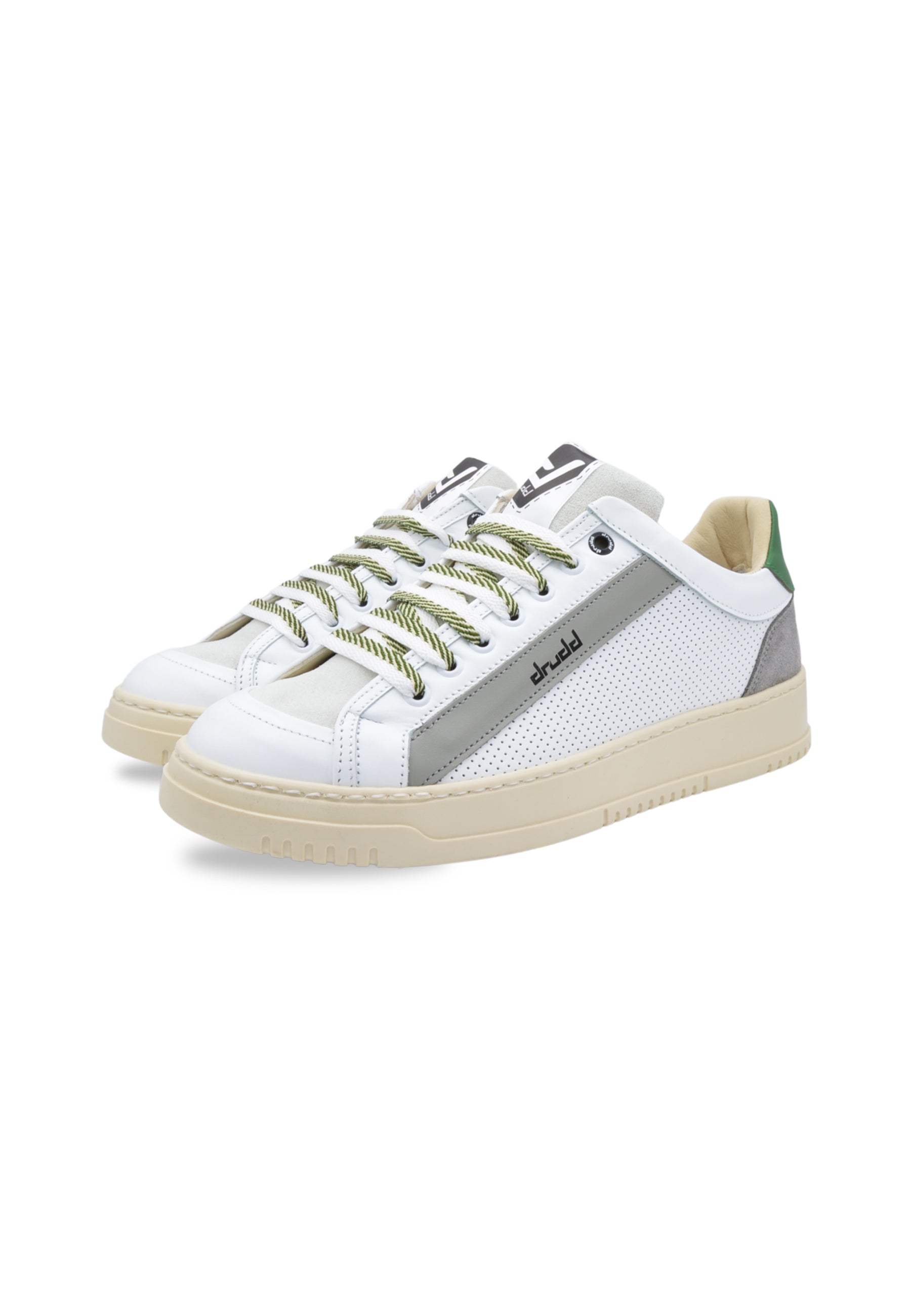 Sneakers Pelle Bianca e verde- D-Benji