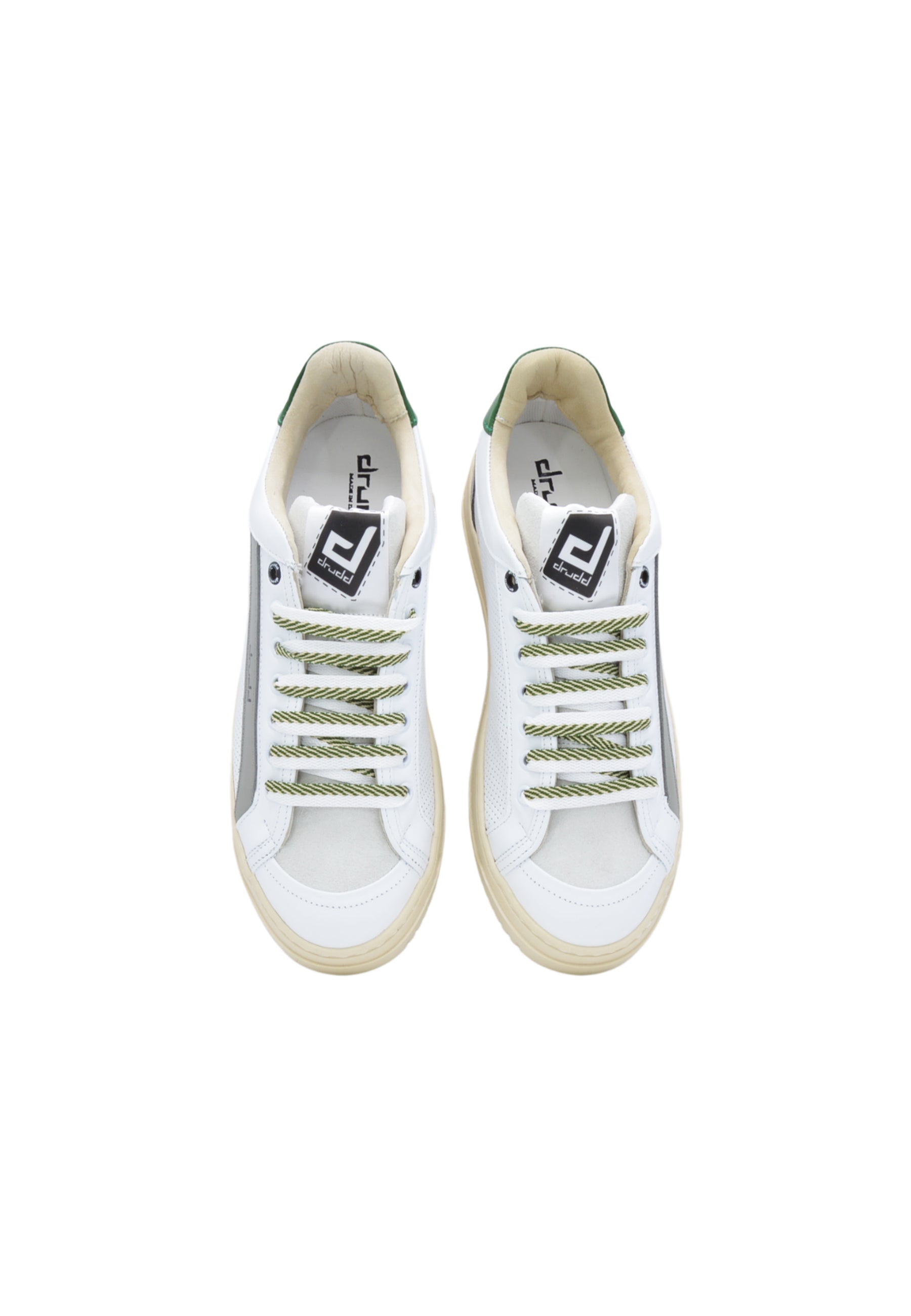 Sneakers Pelle Bianca e verde- D-Benji