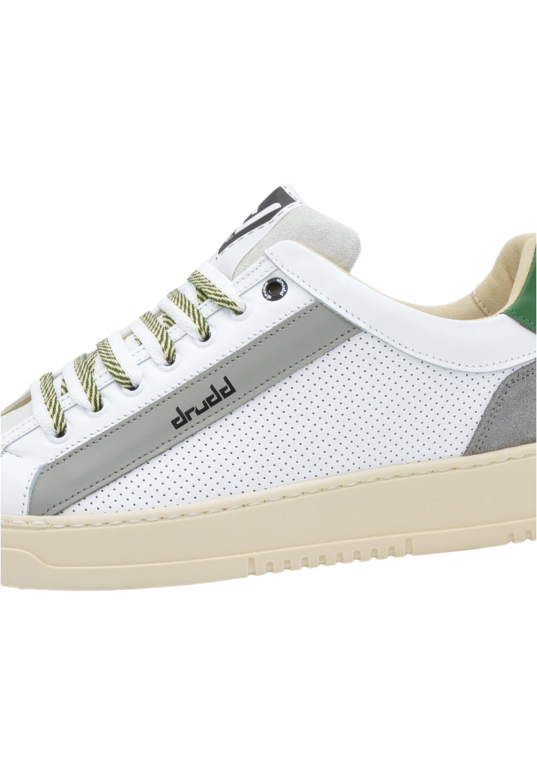 Sneakers Pelle Bianca e verde- D-Benji