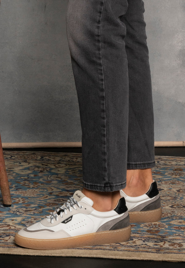 Sneakers in pelle e camoscio bianco e nero - D-Bowery