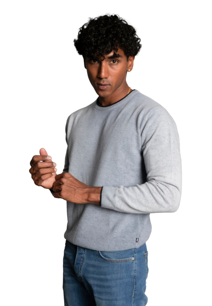 Maglione giro collo in Lana - D-Cold light blu