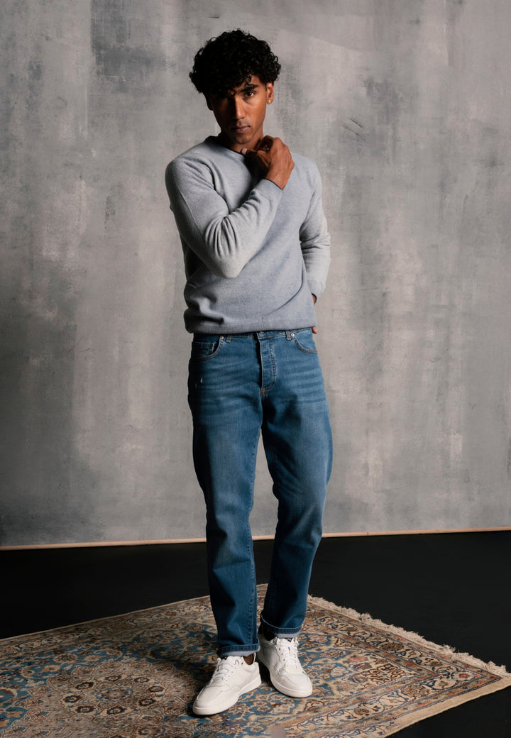 Maglione giro collo in Lana - D-Cold light blu