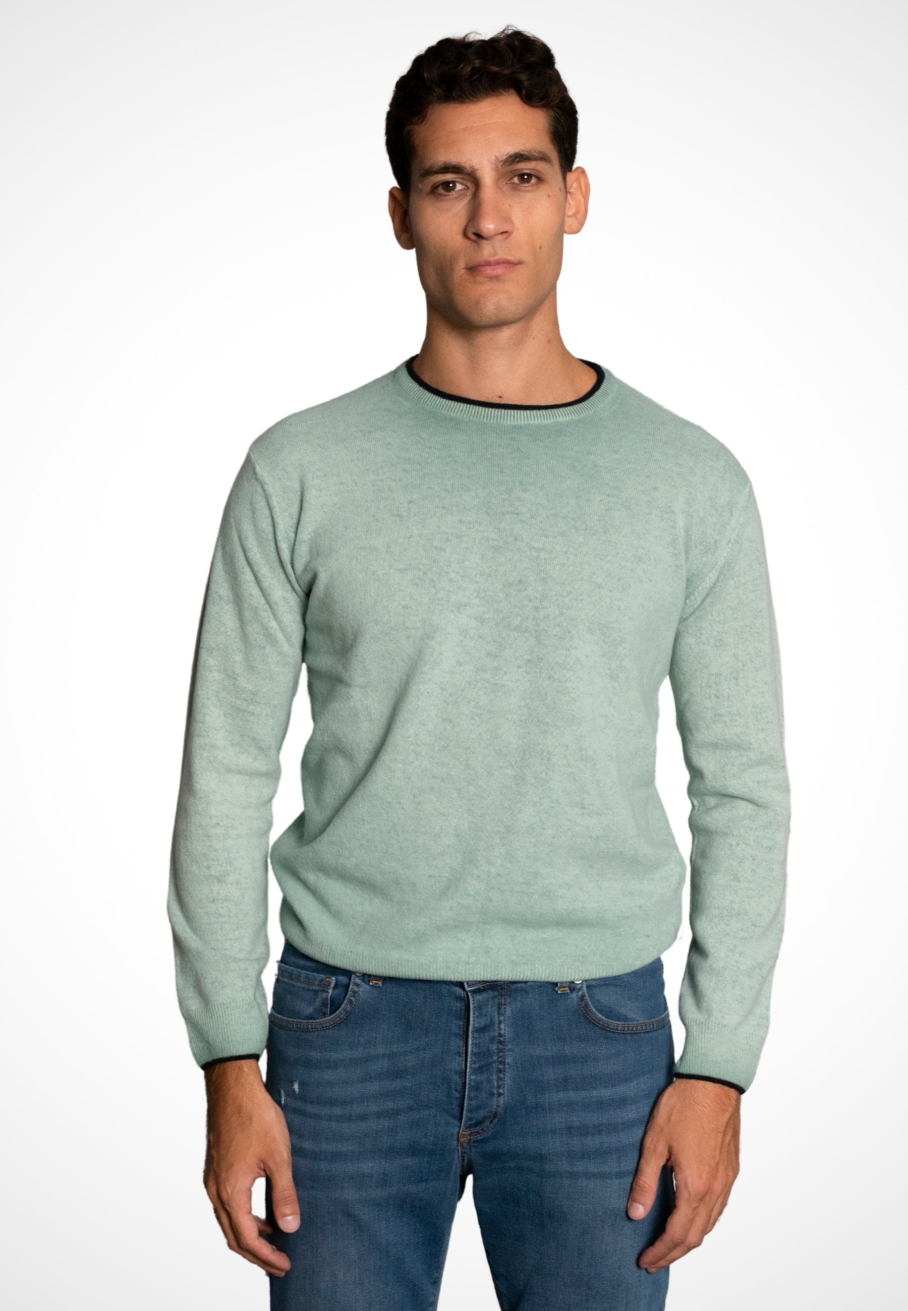 Maglione giro collo in Lana - D-Cold light green