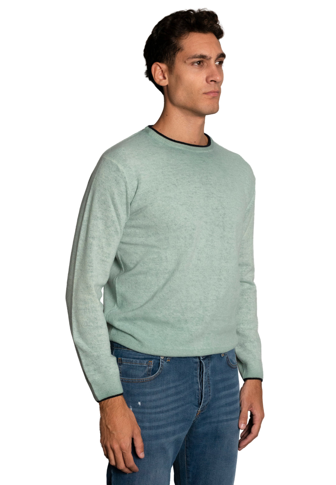 Maglione giro collo in Lana - D-Cold light green