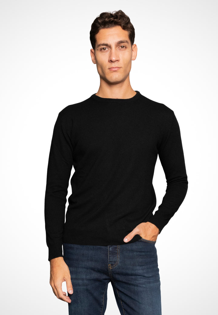 Maglione giro collo misto cashmere - D-Crew Nero