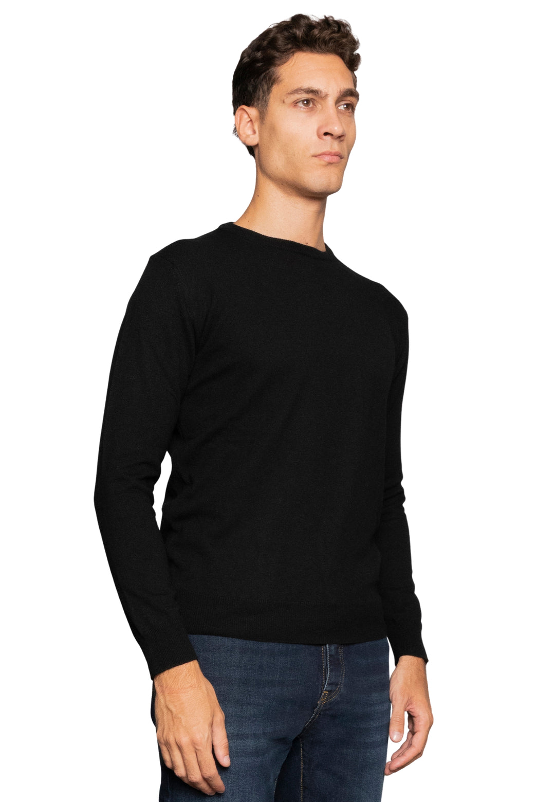 Maglione giro collo misto cashmere - D-Crew Nero