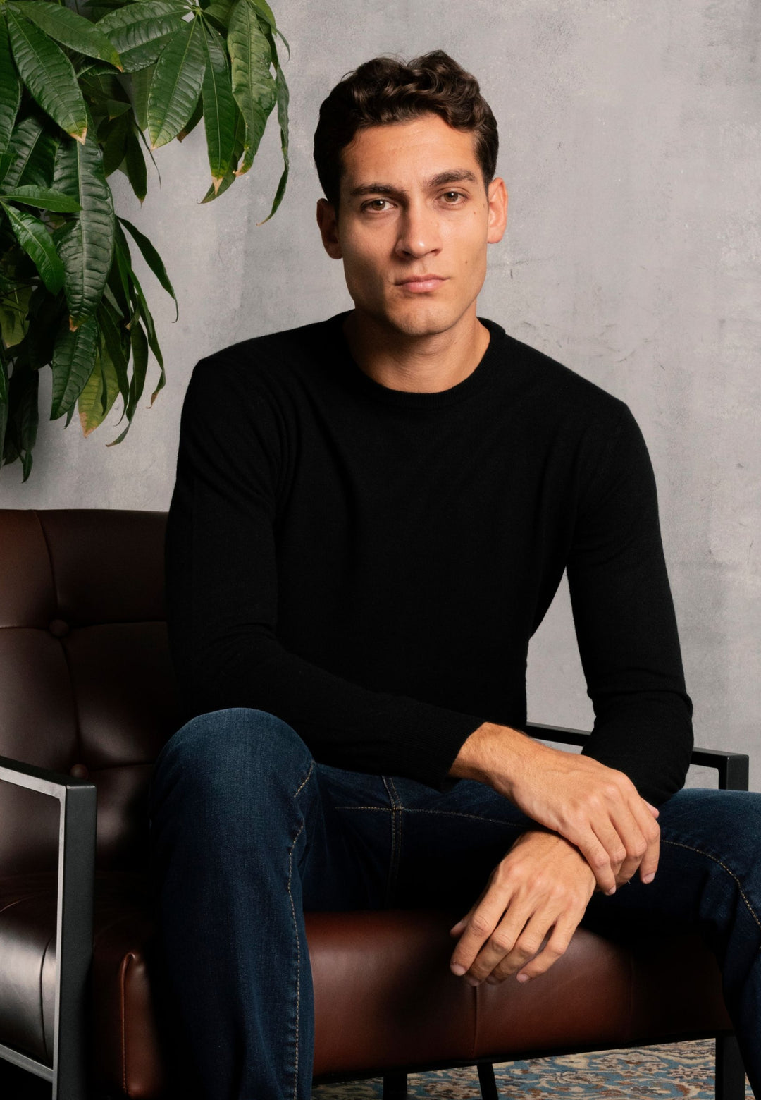 Maglione giro collo misto cashmere - D-Crew Nero