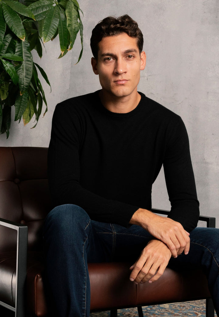 Maglione giro collo misto cashmere - D-Crew Nero