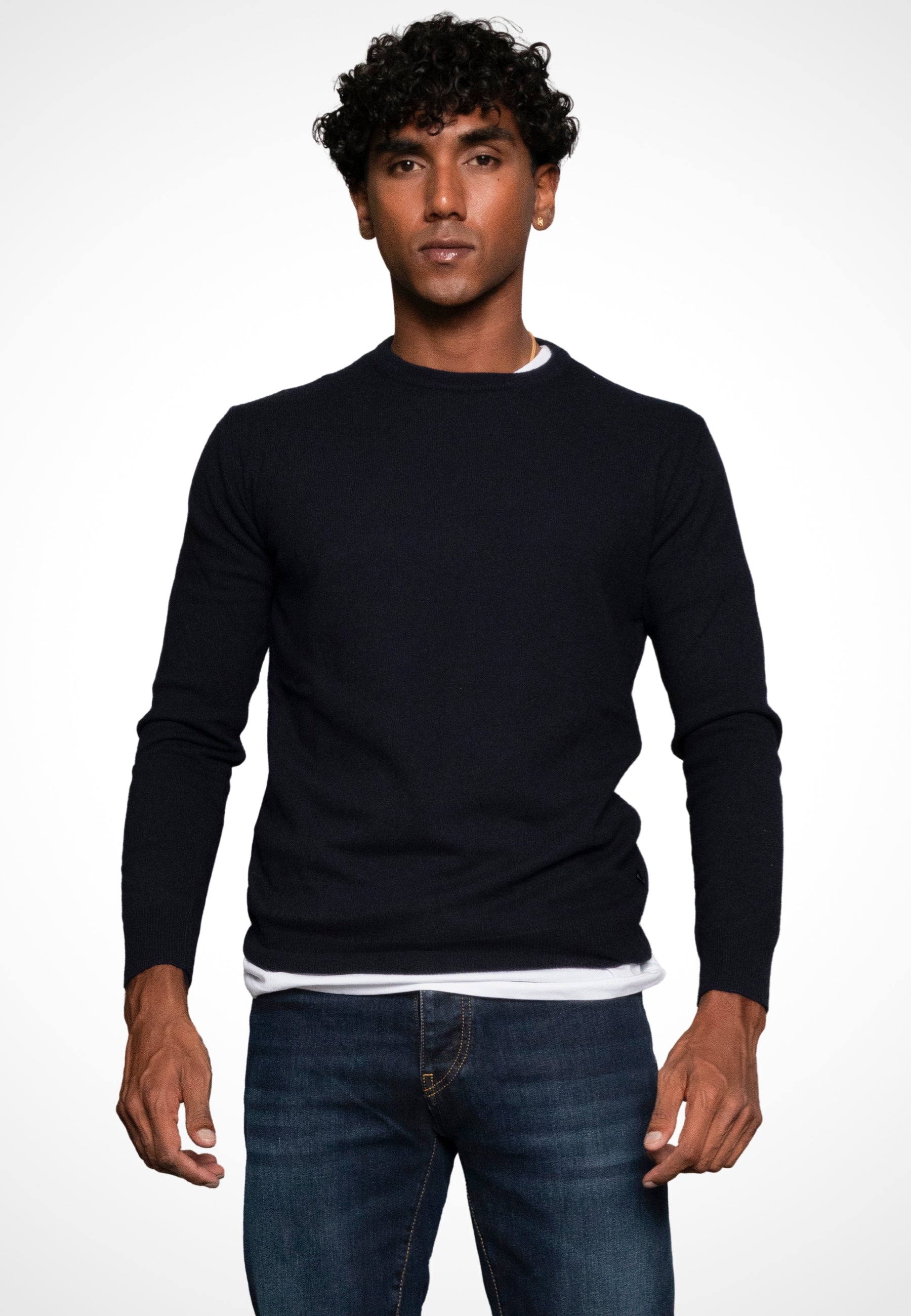 Maglione giro collo misto cashmere - D-Crew blu