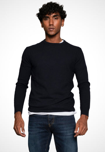 Maglione giro collo misto cashmere - D-Crew blu