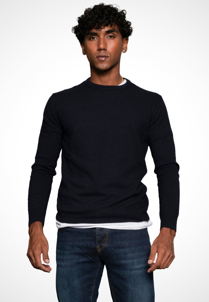Maglione giro collo misto cashmere - D-Crew blu
