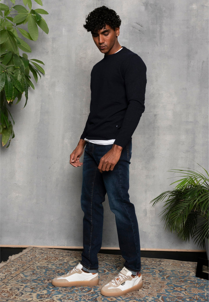 Maglione giro collo misto cashmere - D-Crew blu