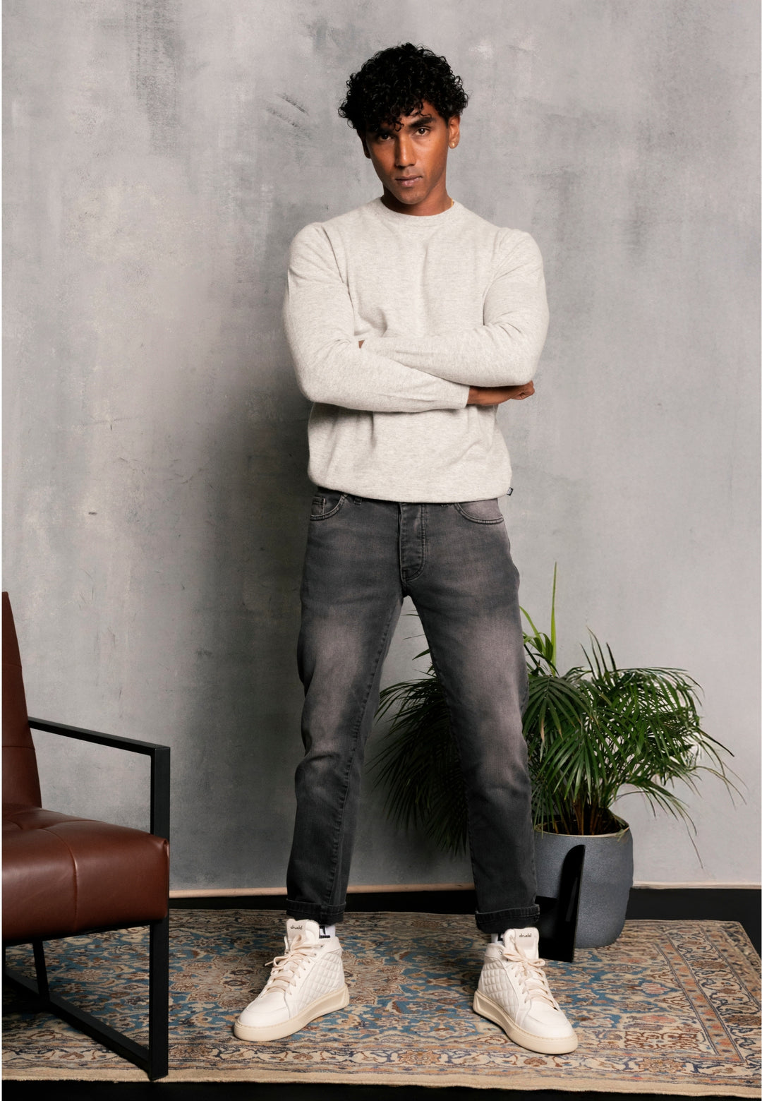 Maglione giro collo misto cashmere - D-Crew grigio