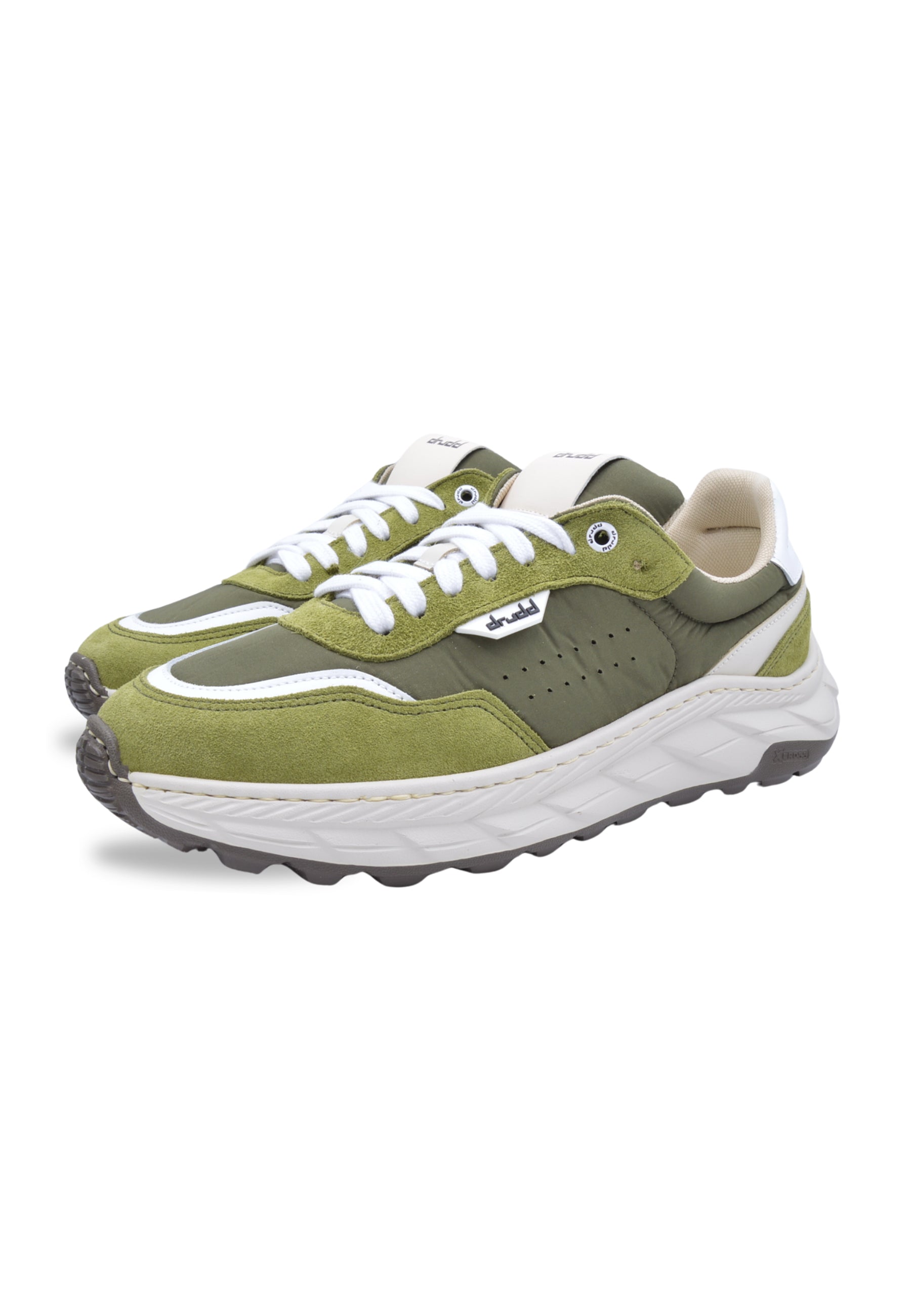 Sneakers in camoscio e tessuto verde - D-Cross