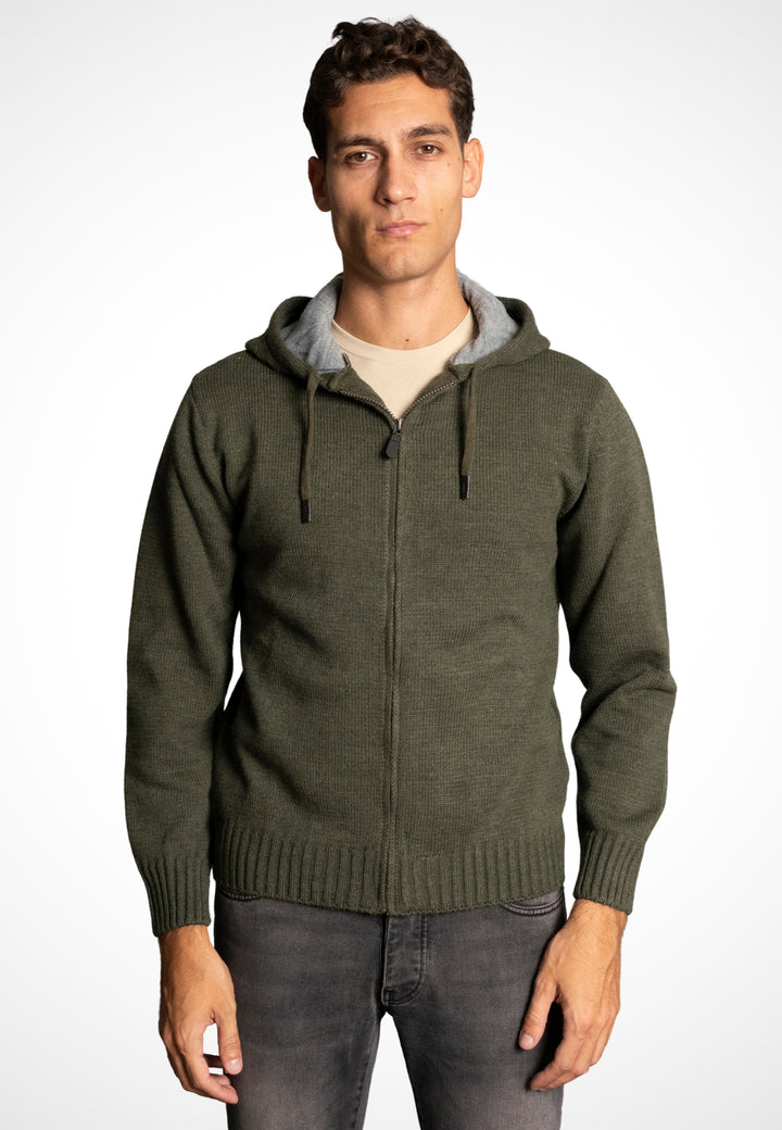 Cardigan con Zip misto Lana - D-Elbert verde