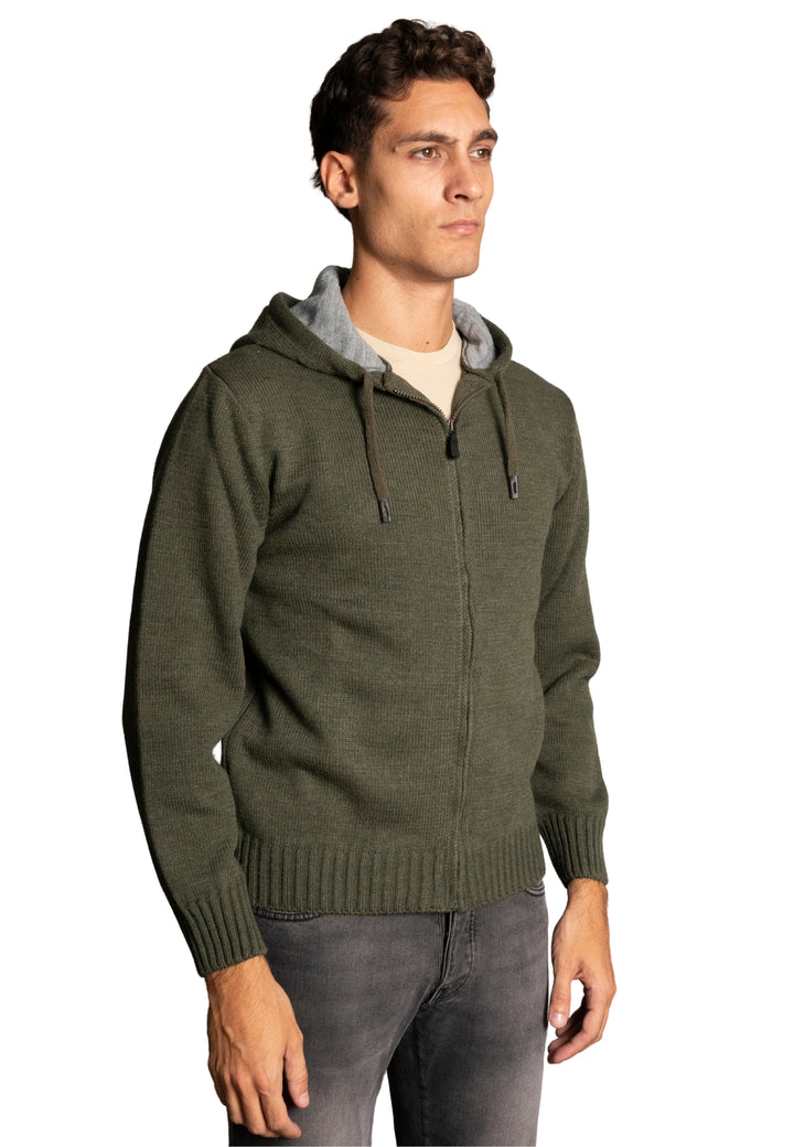 Cardigan con Zip misto Lana - D-Elbert verde