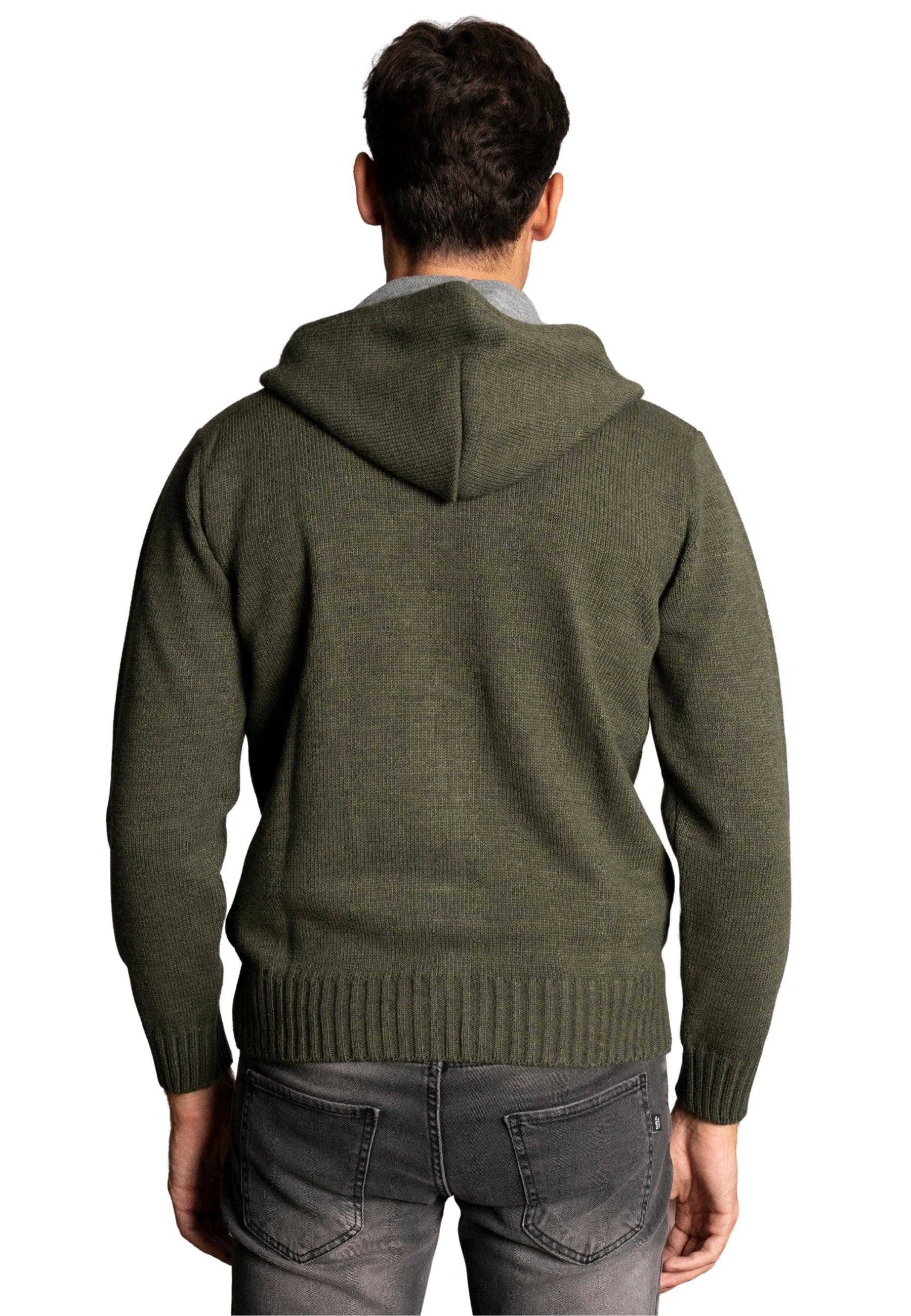 Cardigan con Zip misto Lana - D-Elbert verde