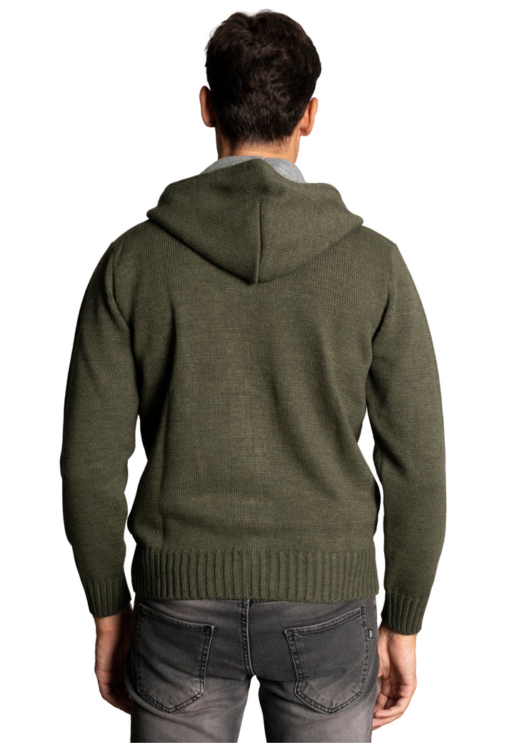 Cardigan con Zip misto Lana - D-Elbert verde