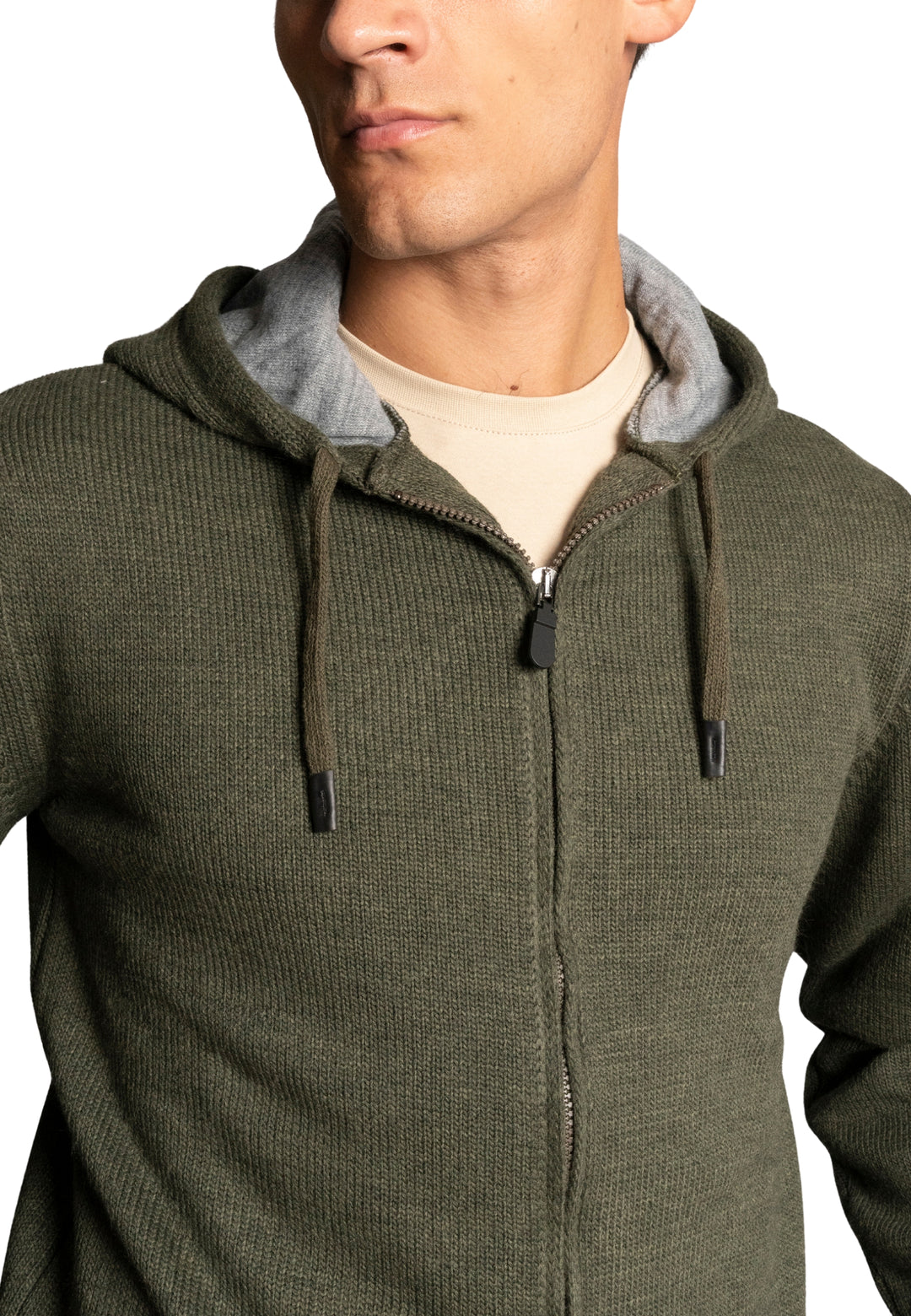 Cardigan con Zip misto Lana - D-Elbert verde