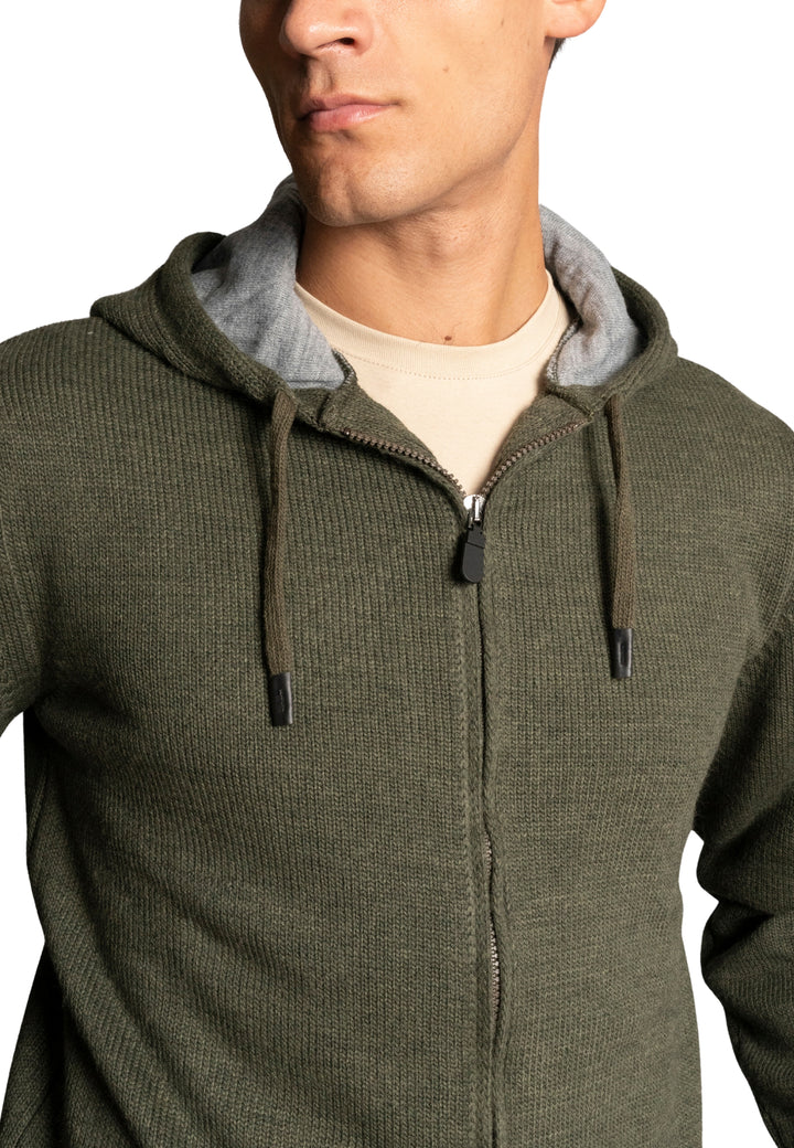 Cardigan con Zip misto Lana - D-Elbert verde