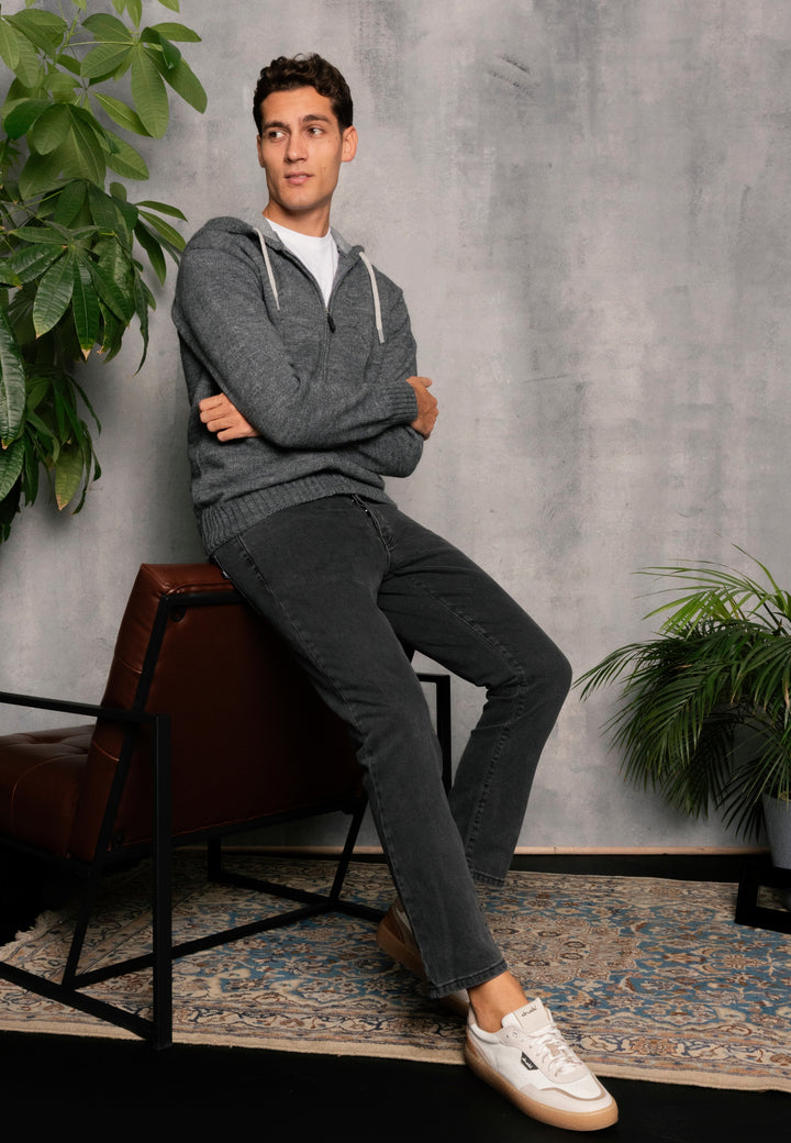 Cardigan con Zip misto Lana - D-Elbert Grigio