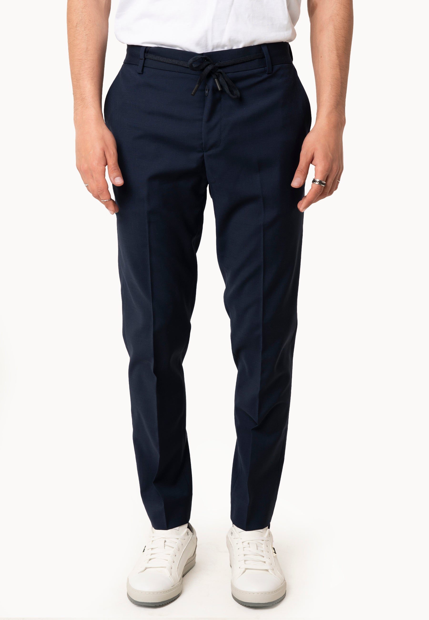 Pantalone con elastico  Fresco lana blu - D-Goldes