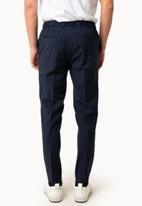 Pantalone con elastico  Fresco lana blu - D-Goldes