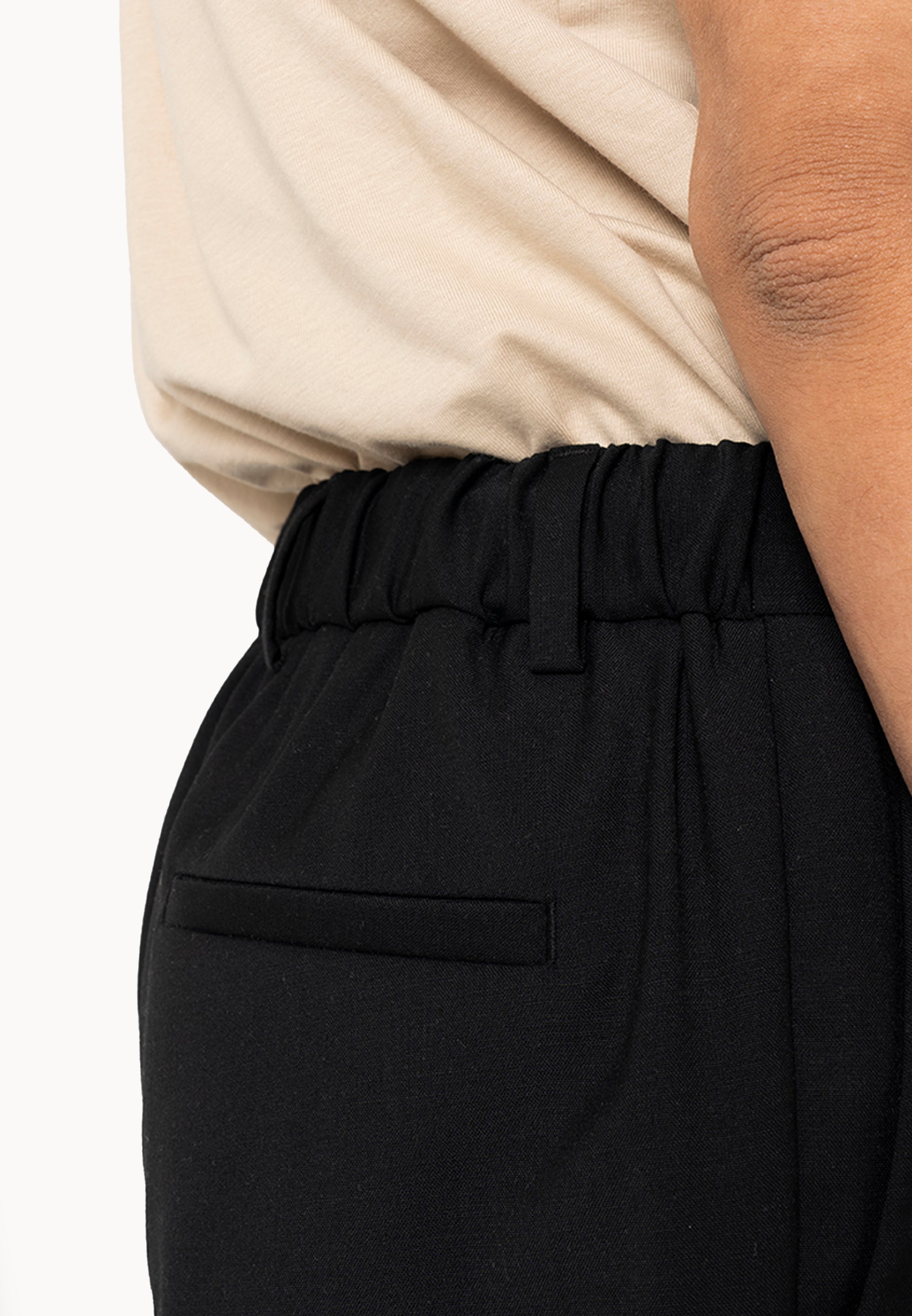 Pantalone con elastico  Fresco lana nero - D-Goldes