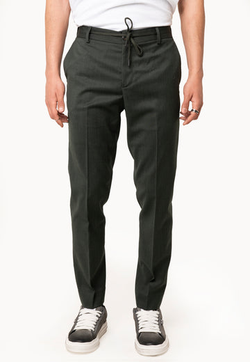 Pantalone con elastico  Fresco lana verde - D-Goldes