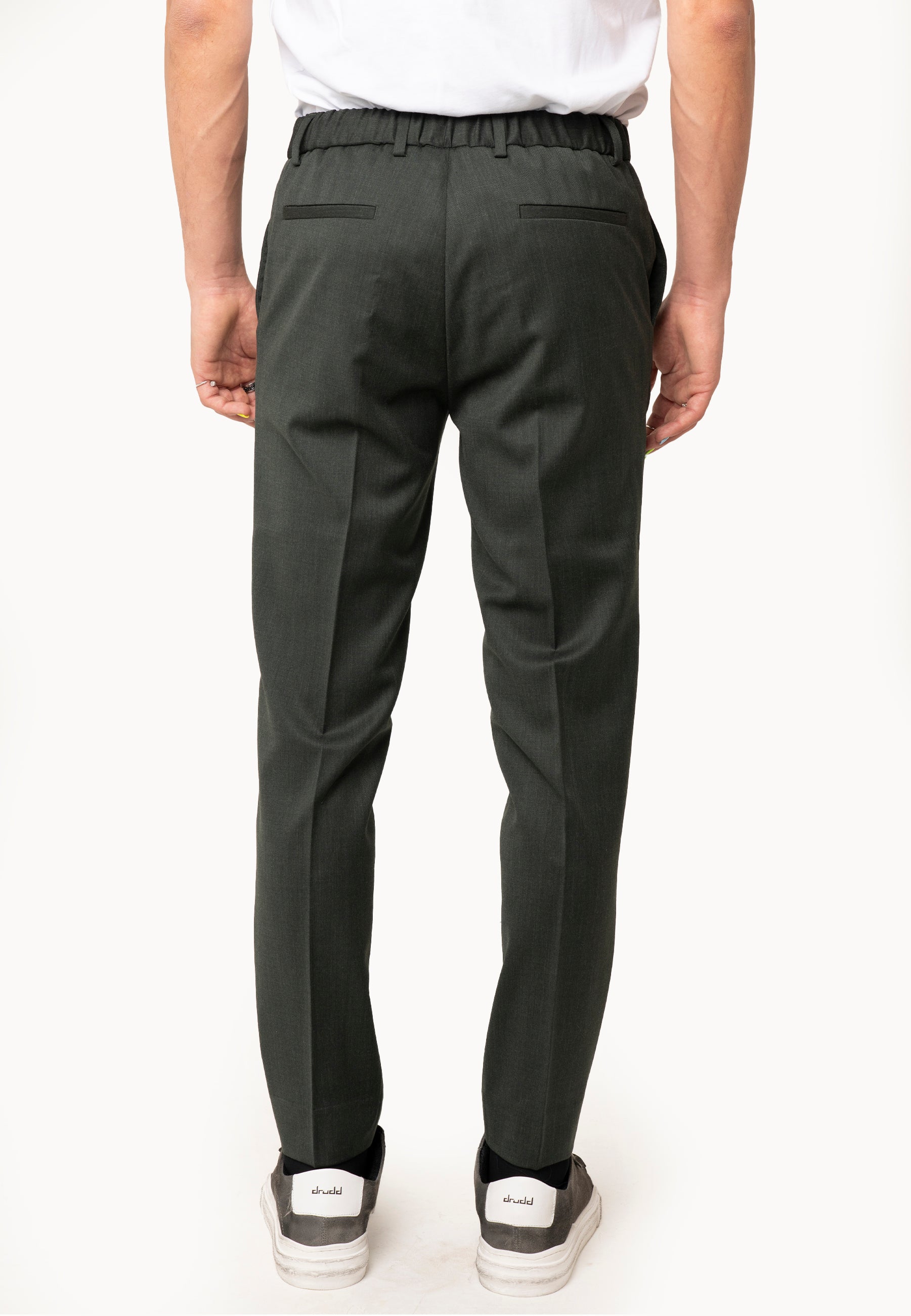 Pantalone con elastico  Fresco lana verde - D-Goldes