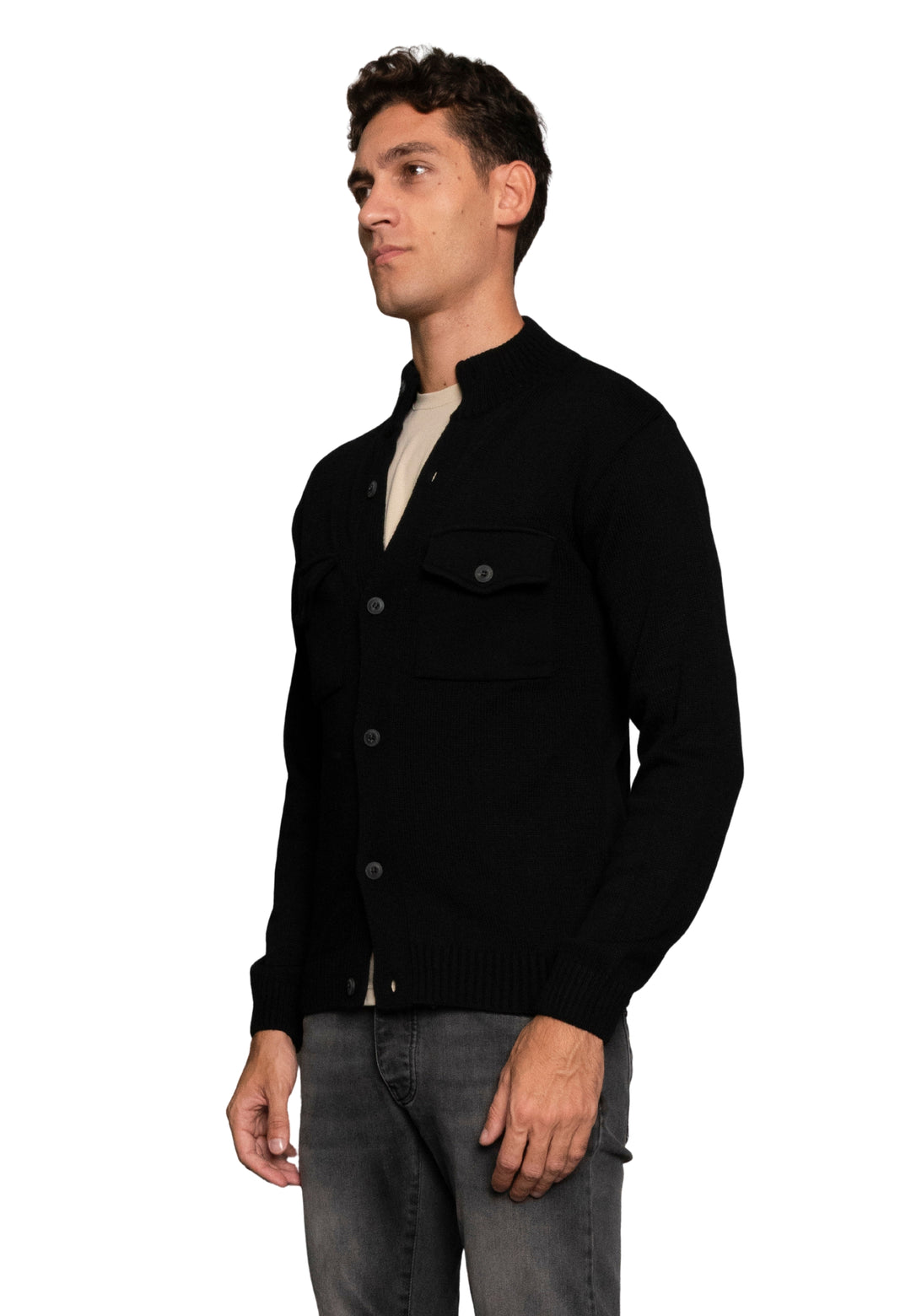 Giacca in lana con bottoni - D-Jacket Nero