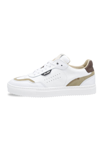 Sneakers in pelle bianca e camoscio sabbia - D-way