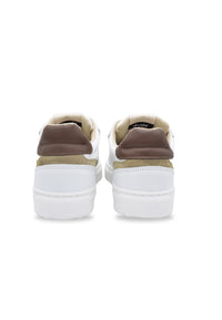 Sneakers in pelle bianca e camoscio sabbia - D-way